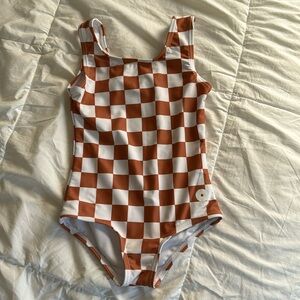 Posey Classic Cut Leotard in Caramel Check